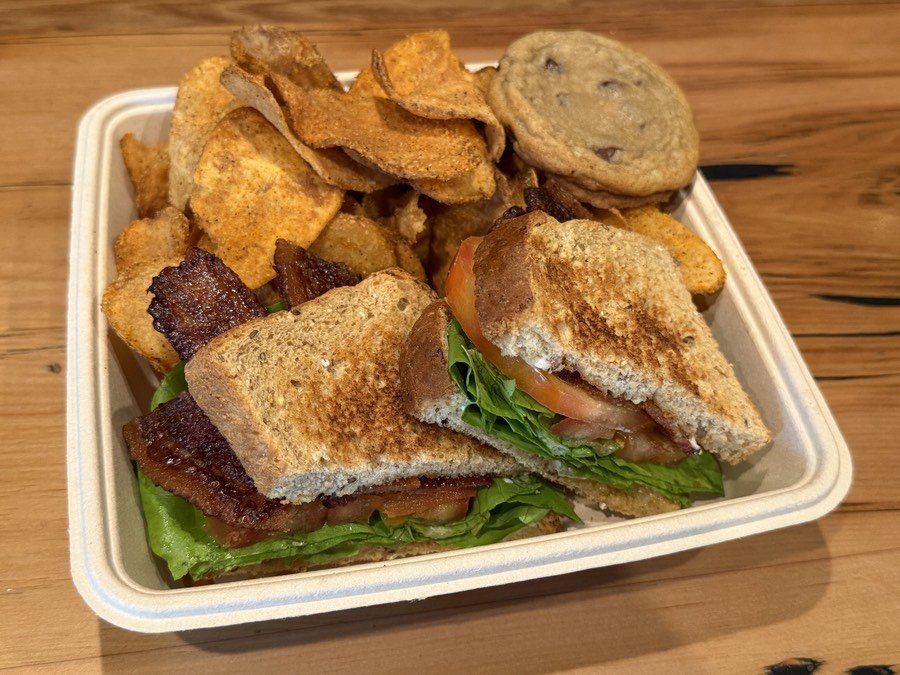 BLT sandwich boxed for catering