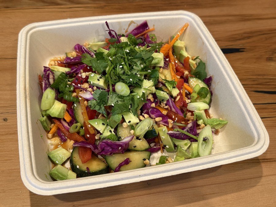 Rainbow Veggie Crunch bowl boxed for catering
